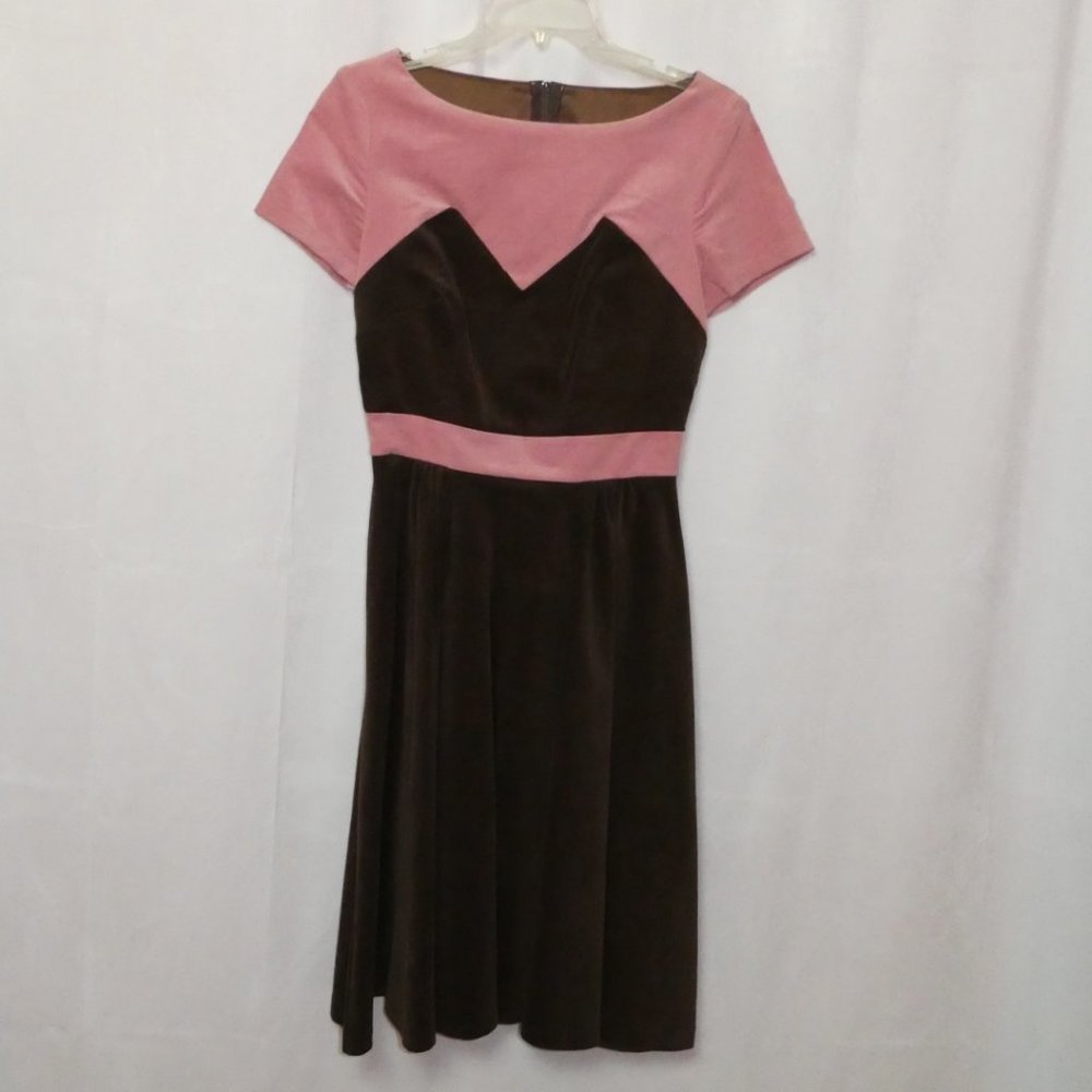 Pinup Girl Clothing: Pink and Brown Velvet Dress